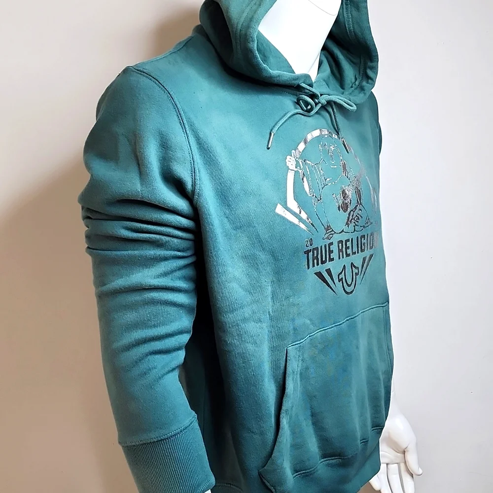 TRUE RELIGION GREEN SWEATSHIRT EITH SILVER LOGO, UNISEX